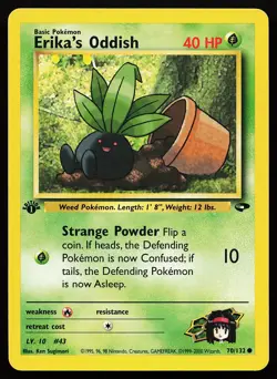 Erika's Oddish 70/132 Common 1st Edition Gym Challenge Pokemon Card - Image 1