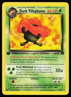 Dark Vileplume 30/82 1st Edition Rare Team Rocket Pokemon Card - Image 1