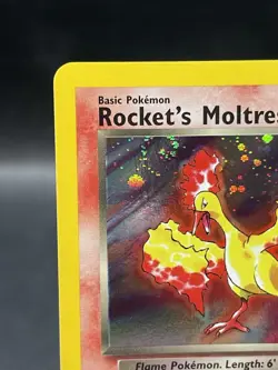 Pokemon TCG Rocket’s Moltres Holo Rare Card 12/132 Gym Heroes Unlimited NM Swirl - Image 2