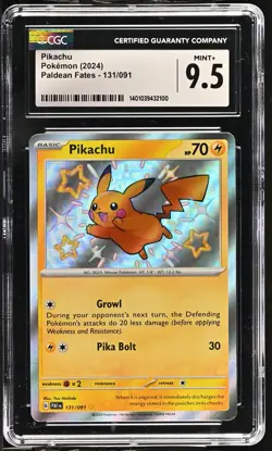 Pokemon Paldean Fates Pikachu 131/091 CGC 9.5 Shiny Holo Secret Rare 2024 - Image 1