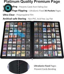 Premium 2300 Pockets Card Binder Large 36-Pocket 2000+ Ringless Trading Card Al - Image 4