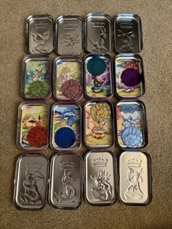Prismatic Evolutions *EMPTY* Mini Tin Complete Set Of 8 (Tin + Card + Coin) - Image 2