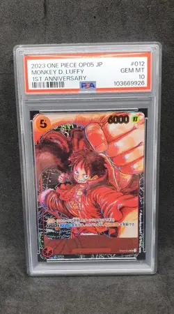🇯🇵 One Piece Card PSA10: Monkey D. Luffy Op05-1st Anniversary 2023 St01-012 SR - Image 2