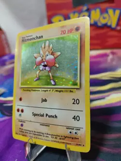 Pokemon TCG Hitmonchan Base Set Holo Unlimited Rare Card 7/102 HEAVY PLAYED - Image 2