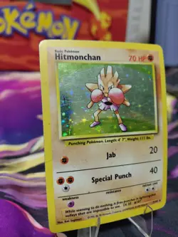 Pokemon TCG Hitmonchan Base Set Holo Unlimited Rare Card 7/102 HEAVY PLAYED - Image 3