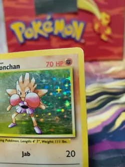 Pokemon TCG Hitmonchan Base Set Holo Unlimited Rare Card 7/102 HEAVY PLAYED - Image 4