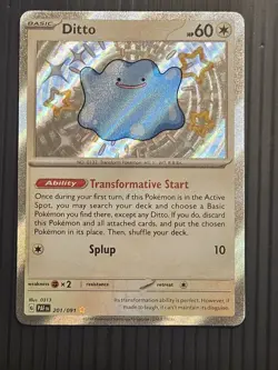 Pokemon TCG Ditto Baby Shiny Holo Rare Card 201/091 Sv: Paldean Fates - Image 1