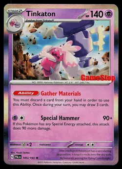 Pokemon Card - Tinkaton Paldea Evolved 105/193 Gamestop Stamped Holo Promo - Image 1