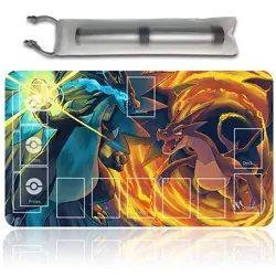 Pokemon Charizard Playmat With Zones + Free Bag Card Game Playmat of MTG TCG CCG - Image 1