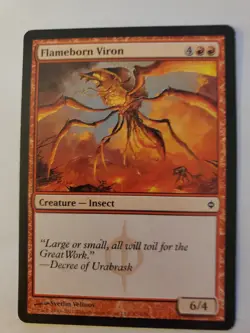 MTG Magic The Gathering Card Flameborn Viron Creature Insect Red New Phyrexia - Image 1