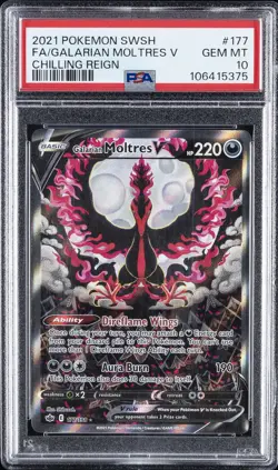 2021 POKEMON SWORD & SHIELD CHILLING REIGN FULL ART/GALARIAN MOLTRES V PSA 10 - Image 1