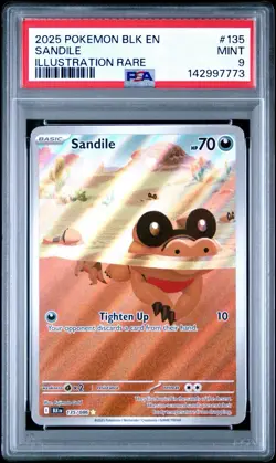 2025 POKEMON BLK EN-BLACK BOLT ILLUSTRATION RARE #135 SANDILE PSA 9 - Image 1
