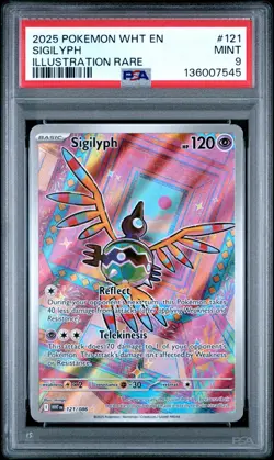 2025 POKEMON WHT EN-WHITE FLARE ILLUSTRATION RARE #121 SIGILYPH PSA 9 - Image 1
