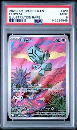 2025 POKEMON BLK EN-BLACK BOLT ILLUSTRATION RARE #120 ELGYEM PSA 9 - Image 1