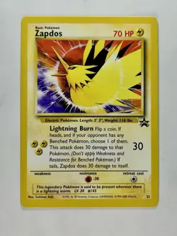 Zapdos 1999 Pokemon Game Black Star Promo #23/53 Aoki Error * Near Mint - Image 1