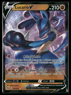Lucario V 027/073 Holo V Rare Champion's Path Pokemon Near Mint - Image 1
