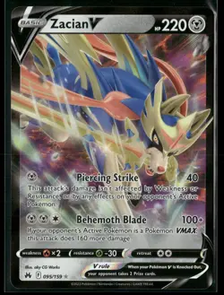 Zacian V 095/159 Holo V Rare Crown Zenith Pokemon Near Mint - Image 1