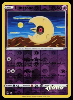 Lunatone 072/189 Darkness Ablaze Pokemon Reverse Holo LP - Image 1