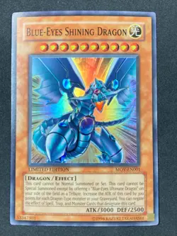 Yugioh Blue-Eyes Shining Dragon MOV-EN001 Super Rare Limited Edition MP/LP - Image 1