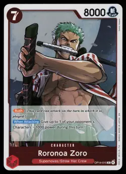Roronoa Zoro OP14-015 Rare The Azure Sea's Seven One Piece Near Mint - Image 1