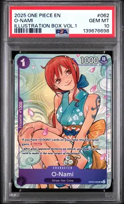 2025 ONE PIECE PROMOS ILLUSTRATION BOX VOL.1 #062 O-NAMI PSA 10 - Image 1
