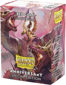 Dragon Shield | Matte Dual Standard Size Card Sleeves | 100 CT - Red/Gold - Image 1