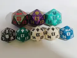 OVERSIZED D20 SPINDOWN Die Lot of 8 Magic the Gathering MTG Dice Lot X4 Mint - Image 1