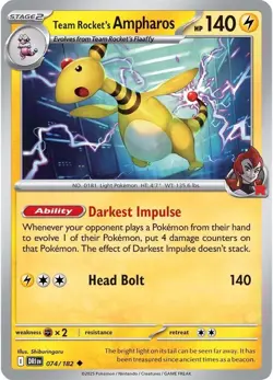 Pokemon Team Rocket's Ampharos 074/182 SV10: Destined Rivals - Image 1