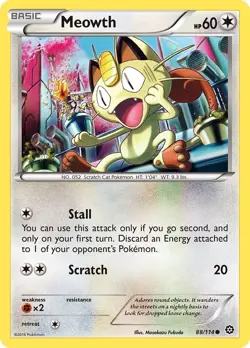 Meowth (88/114) Common LP STS XY - Steam Siege Pokemon TCG - Image 1