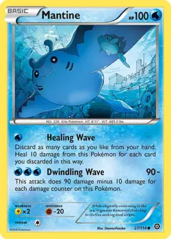 Mantine (27/114) Common NM STS XY - Steam Siege Pokemon TCG - Image 1