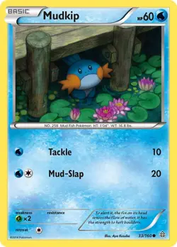 Mudkip (33/160) Reverse Holofoil Common LP PRC XY - Primal Clash Pokemon TCG - Image 1