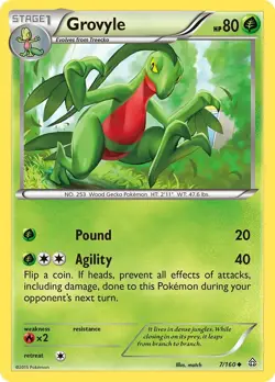 Grovyle (7/160) Uncommon NM PRC XY - Primal Clash Pokemon TCG - Image 1
