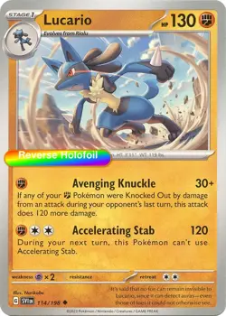 Pokemon Lucario - 114/198 114/198 SV01: Scarlet & Violet Base Set Reverse Hol... - Image 1