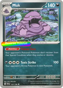 Pokemon Muk 127/198 SV01: Scarlet & Violet Base Set Reverse Holofoil - Image 1