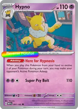 Pokemon Hypno 097/165 SV: Scarlet & Violet 151 Reverse Holofoil - Image 1