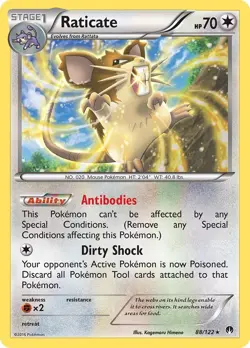 Raticate (88/122) Reverse Holofoil Rare NM BKP XY - BREAKpoint Pokemon TCG - Image 1