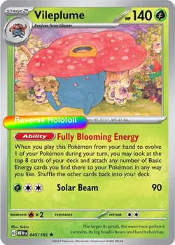 Pokemon Vileplume 045/165 SV: Scarlet & Violet 151 Reverse Holofoil - Image 1