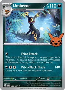 Umbreon (130/197) Uncommon NM TTBB24 Trick or Trade BOOster Bndl 2024 Pokemon... - Image 1