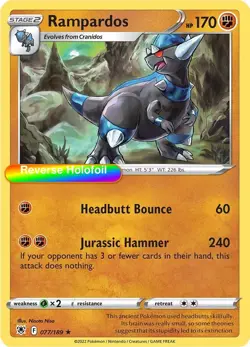 Pokemon Rampardos 077/189 SWSH10: Astral Radiance Reverse Holofoil - Image 1