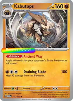 Pokemon Kabutops 141/165 SV: Scarlet & Violet 151 Reverse Holofoil - Image 1