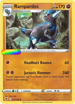 Pokemon Rampardos 077/189 SWSH10: Astral Radiance Holofoil - Image 1
