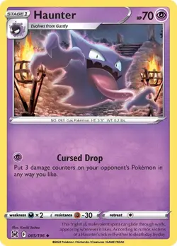 Haunter (065/196) Uncommon NM SWSH11 SWSH11: Lost Origin Pokemon TCG - Image 1