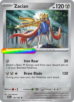 Pokemon Zacian 136/182 SV04: Paradox Rift Reverse Holofoil - Image 1