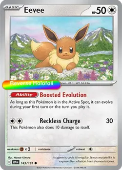 Pokemon Eevee 143/191 SV08: Surging Sparks Reverse Holofoil - Image 1