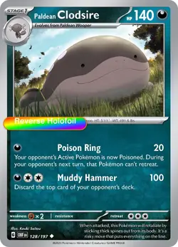 Pokemon Paldean Clodsire - 128/197 128/197 SV03: Obsidian Flames Reverse Holo... - Image 1
