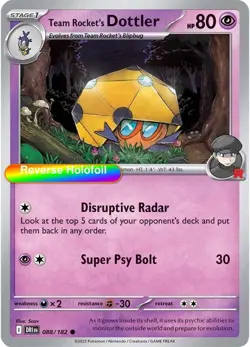 Pokemon Team Rocket's Dottler 088/182 SV10: Destined Rivals Reverse Holofoil - Image 1