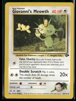 Giovanni's Meowth 43/132 Uncommon Gym Challenge Pokemon Lightly Played - Image 1