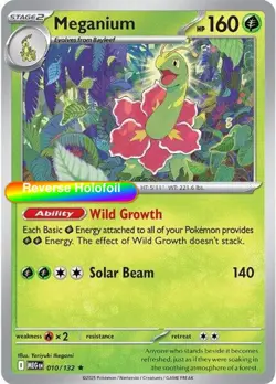 Pokemon Meganium 010/132 ME01: Mega Evolution Reverse Holofoil - Image 1