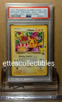 Pokemon Birthday Pikachu Holo Celebrations Classic Collection PSA 10 - Image 1