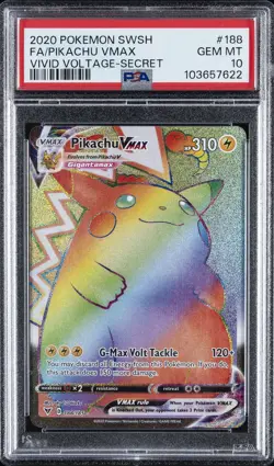 2020 POKEMON SWORD & SHIELD VIVID VOLTAGE SECRET FULL ART/PIKACHU VMAX PSA 10 - Image 1